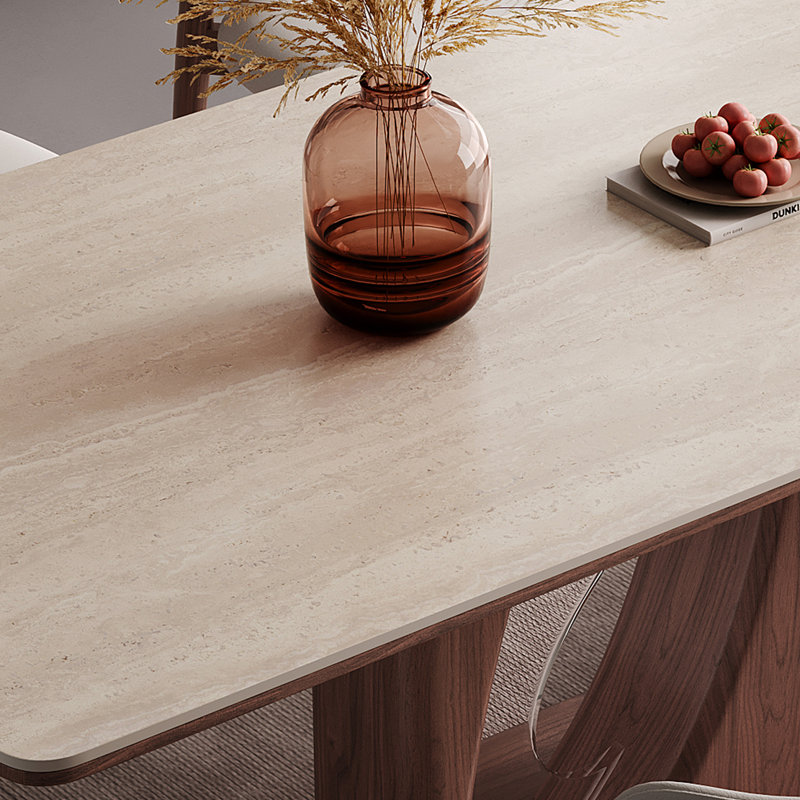 Hokku Designs Walnut Rectangular Solid Wood Dining Table | Wayfair